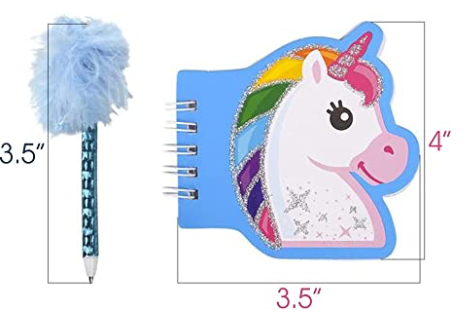 Unicorn Notepad with Feather Pen
