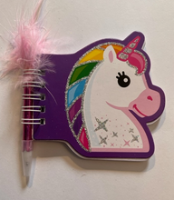Load image into Gallery viewer, Unicorn Notepad with Feather Pen