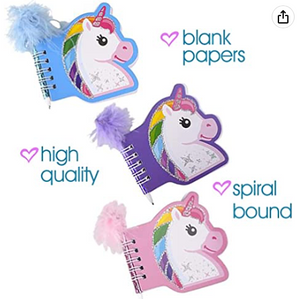 Unicorn Notepad with Feather Pen